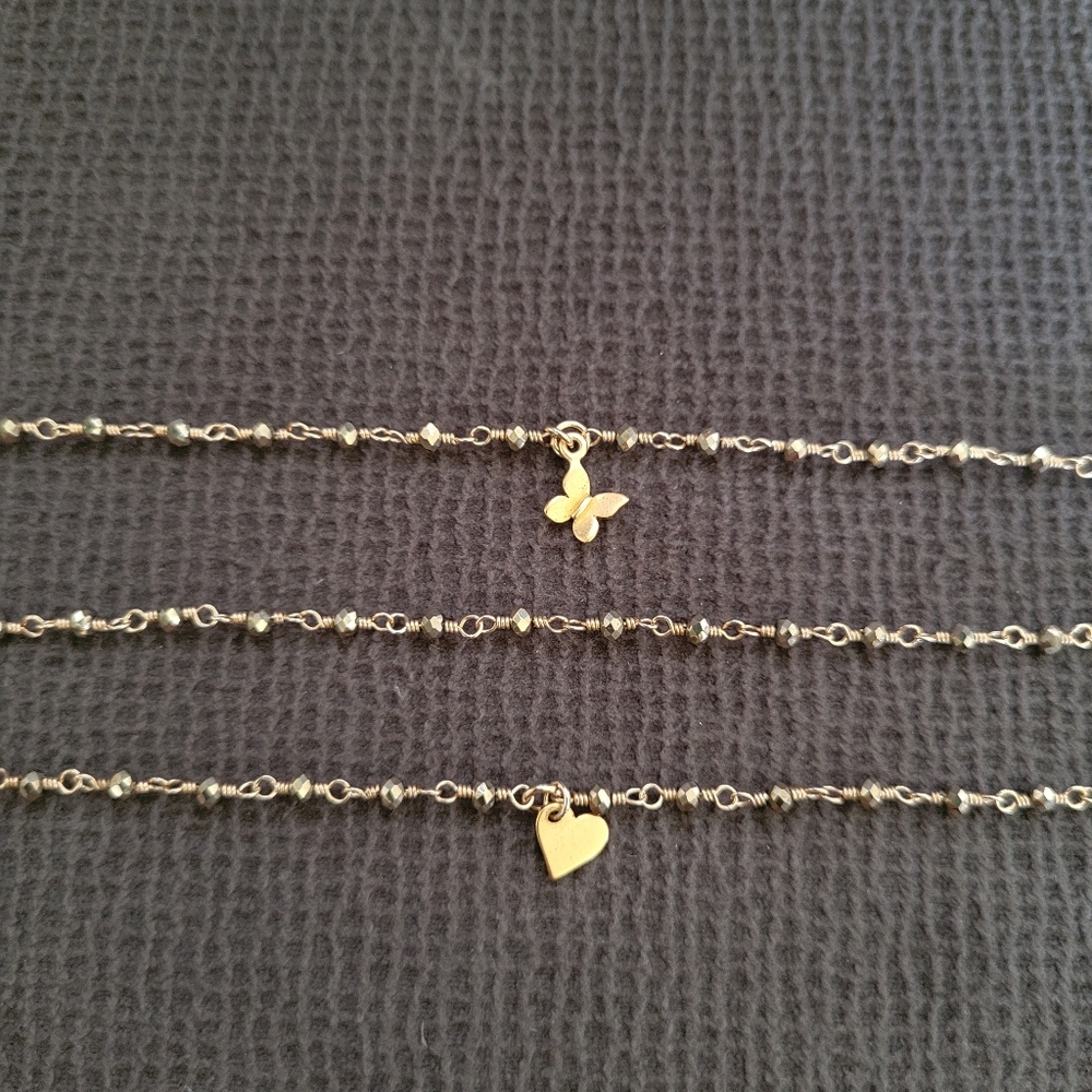 ✨️HP✨️ Dainty Gold💛 Pyrite Bracelet Trio3️⃣ - NWOT - Picture 2 of 15